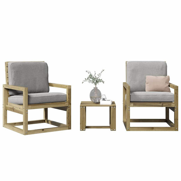 Conjunto de Jardim - 2 Poltronas e 1 Mesa - Madeira de Pinho Impregnada