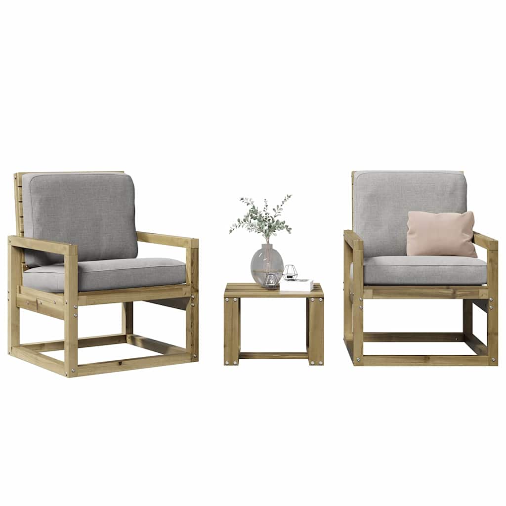 Conjunto de Jardim - 2 Poltronas e 1 Mesa - Madeira de Pinho Impregnada