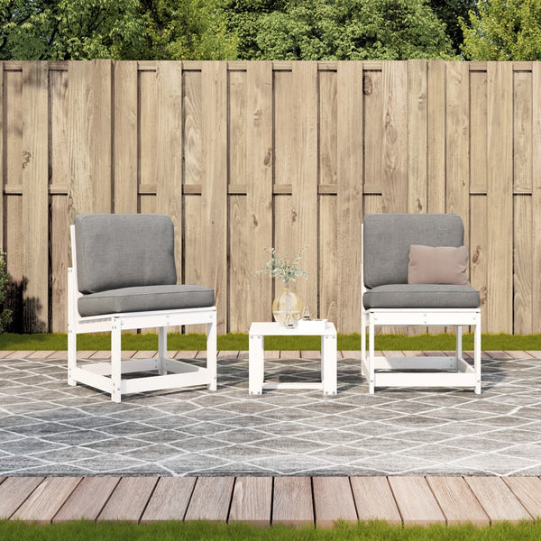 Conjunto de Jardim - 2 Poltronas e 1 Mesa - Madeira de Pinho Maciça - Cor Branco
