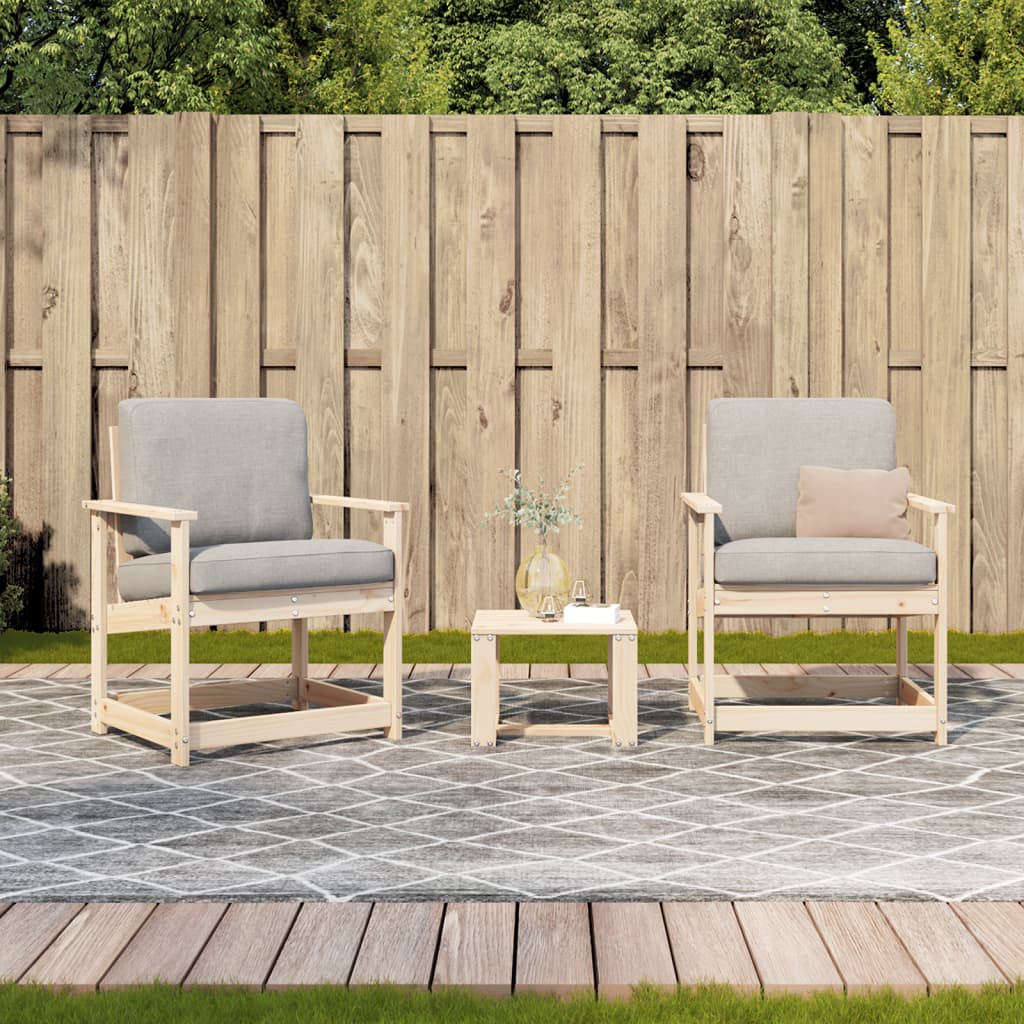 Conjunto de Jardim - 2 Poltronas e 1 Mesa - Madeira de Pinho Maciça