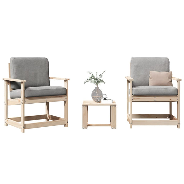 Conjunto de Jardim - 2 Poltronas e 1 Mesa- Madeira de Pinho Maciça