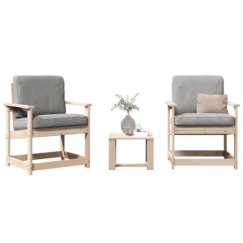 Conjunto de Jardim - 2 Poltronas e 1 Mesa - Madeira de Pinho Maciça