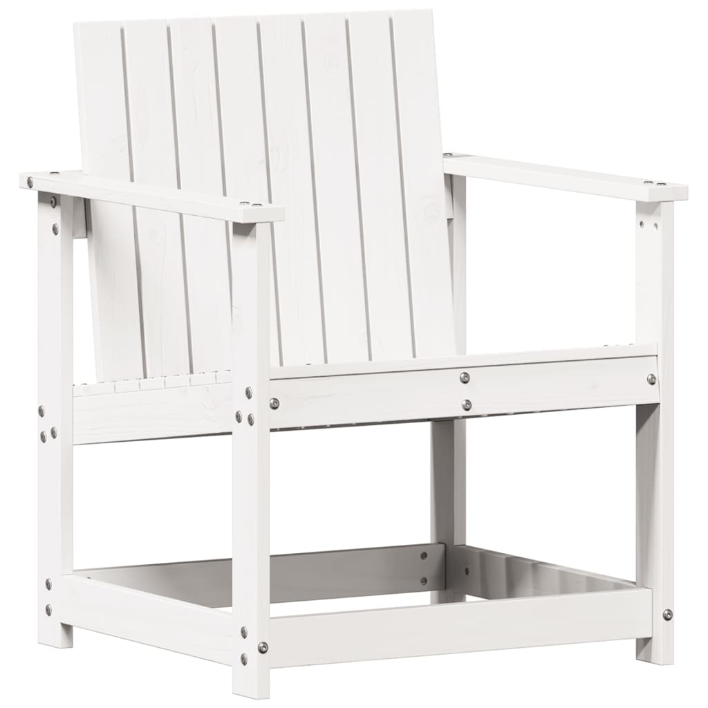 Conjunto de Jardim - 2 Poltronas e 1 Mesa - Madeira de Pinho Maciça - Cor Branco