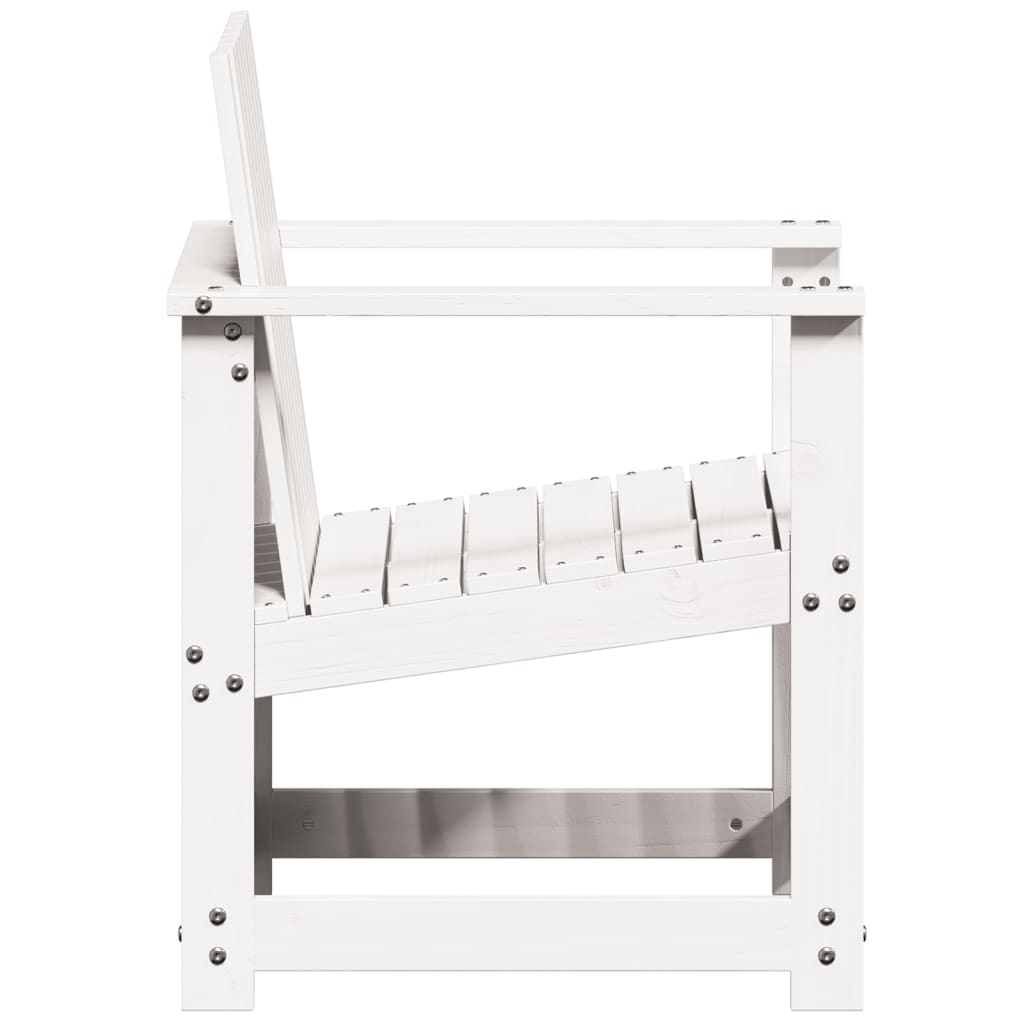 Conjunto de Jardim - 2 Poltronas e 1 Mesa - Madeira de Pinho Maciça - Cor Branco