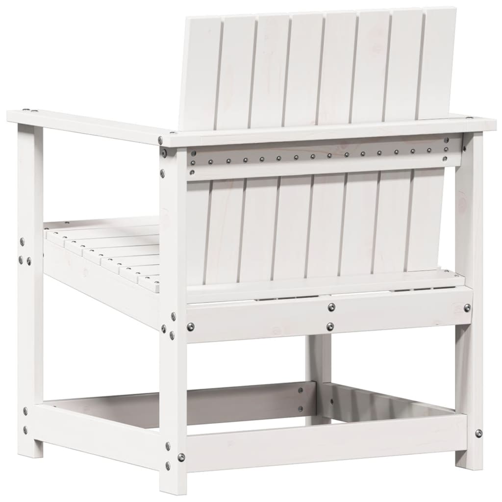 Conjunto de Jardim - 2 Poltronas e 1 Mesa - Madeira de Pinho Maciça - Cor Branco