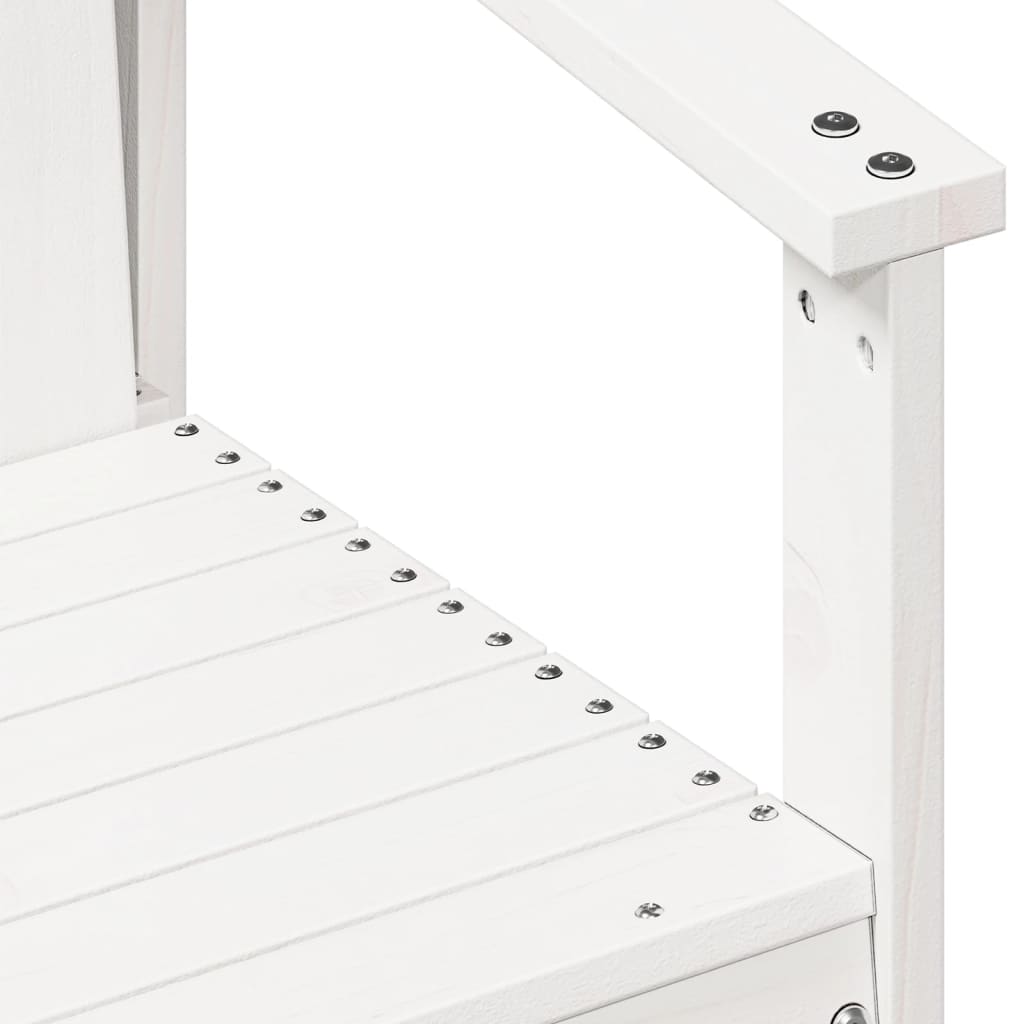 Conjunto de Jardim - 2 Poltronas e 1 Mesa - Madeira de Pinho Maciça - Cor Branco