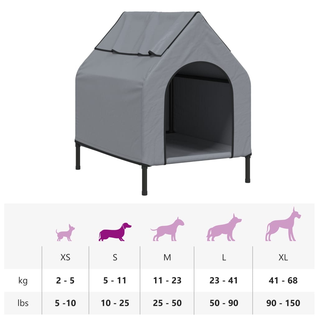 Casota para cães tecido oxford e aço cinza-claro