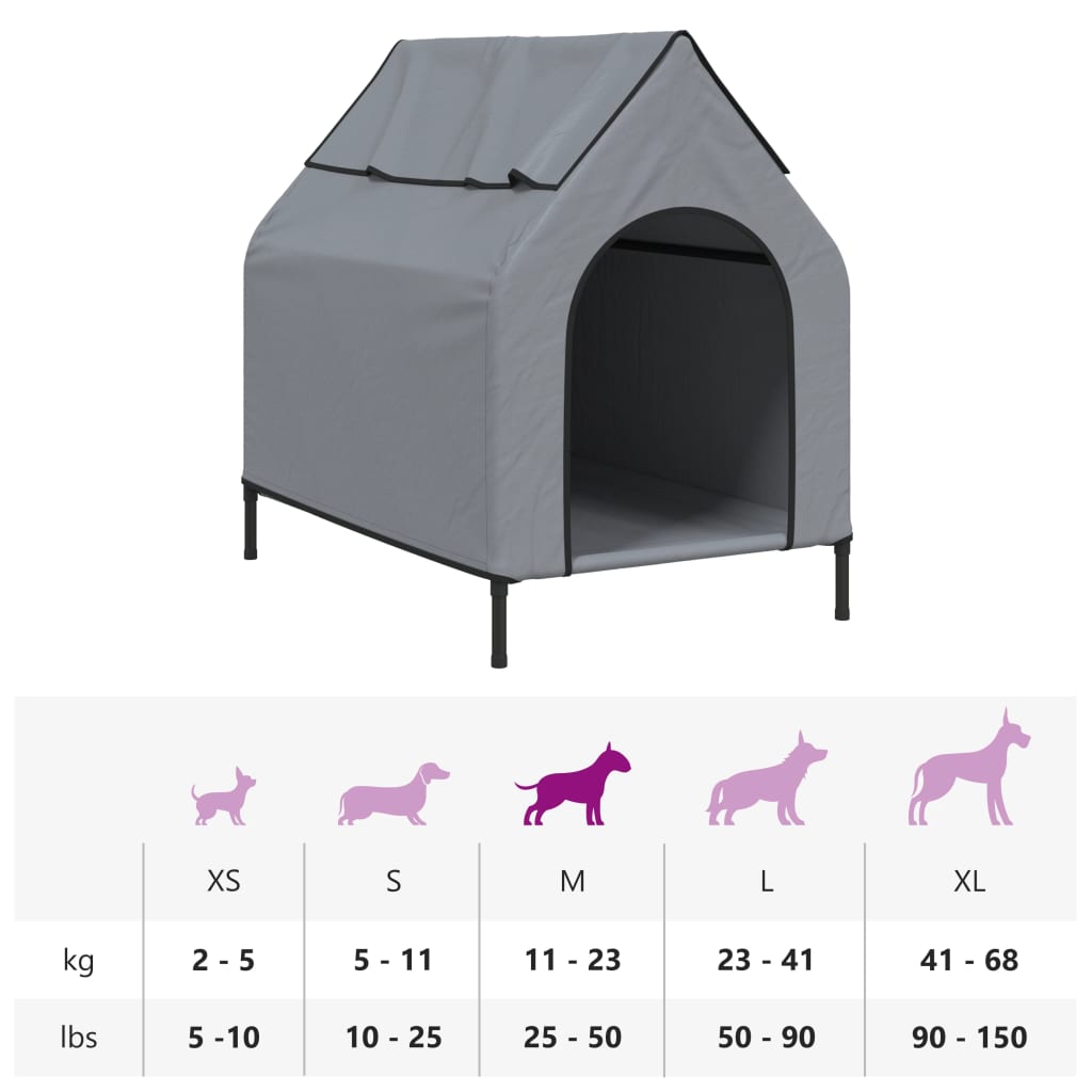 Casota para cães tecido oxford e aço cinza-claro