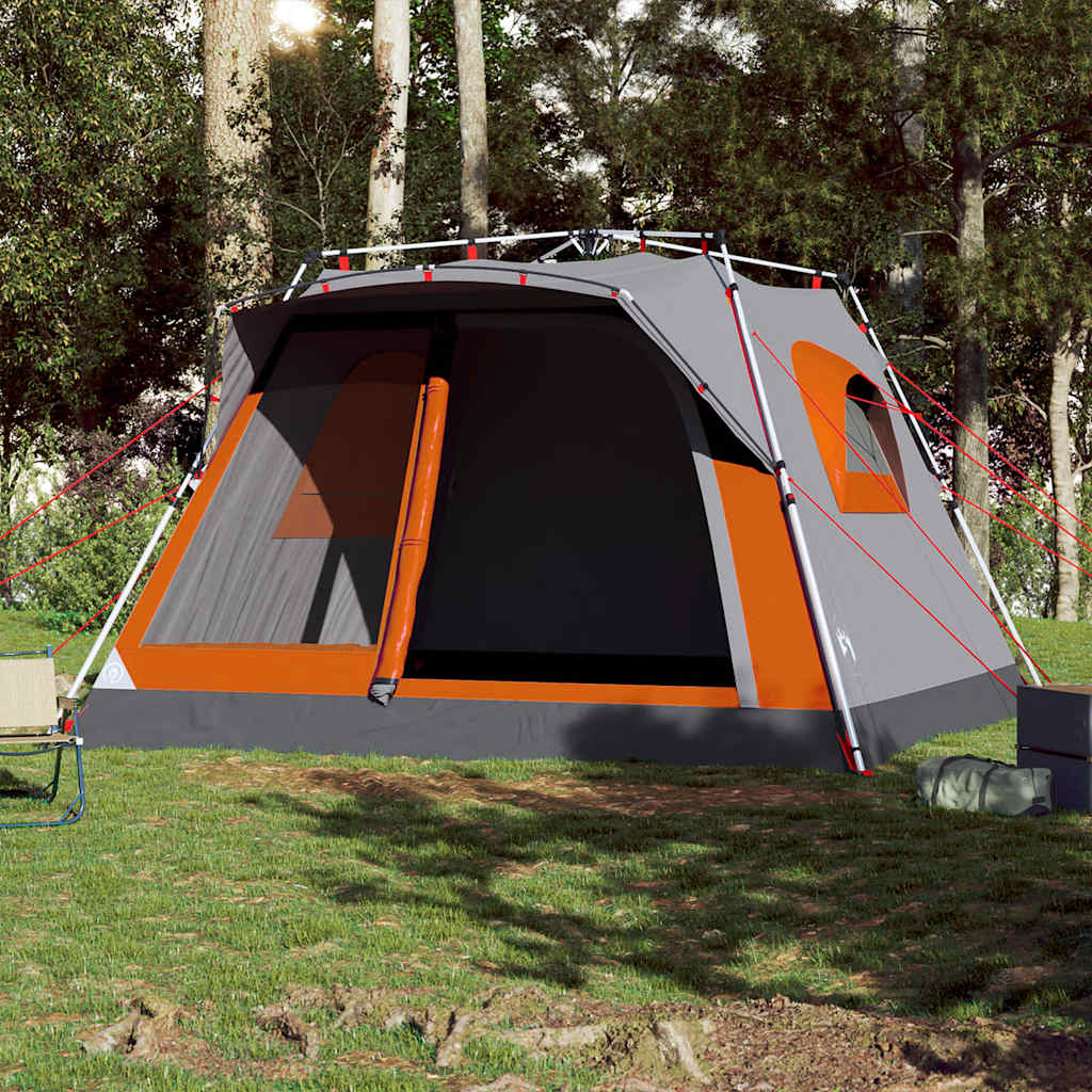 Tenda familiar cabana 7 pessoas libertação rápida cinza/laranja