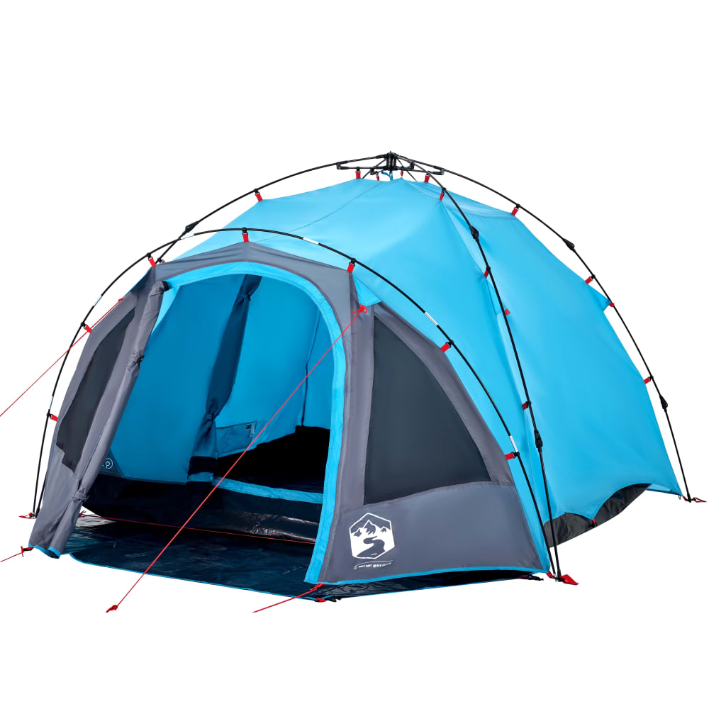 Tenda de campismo cúpula para 3 pessoas libertação rápida azul