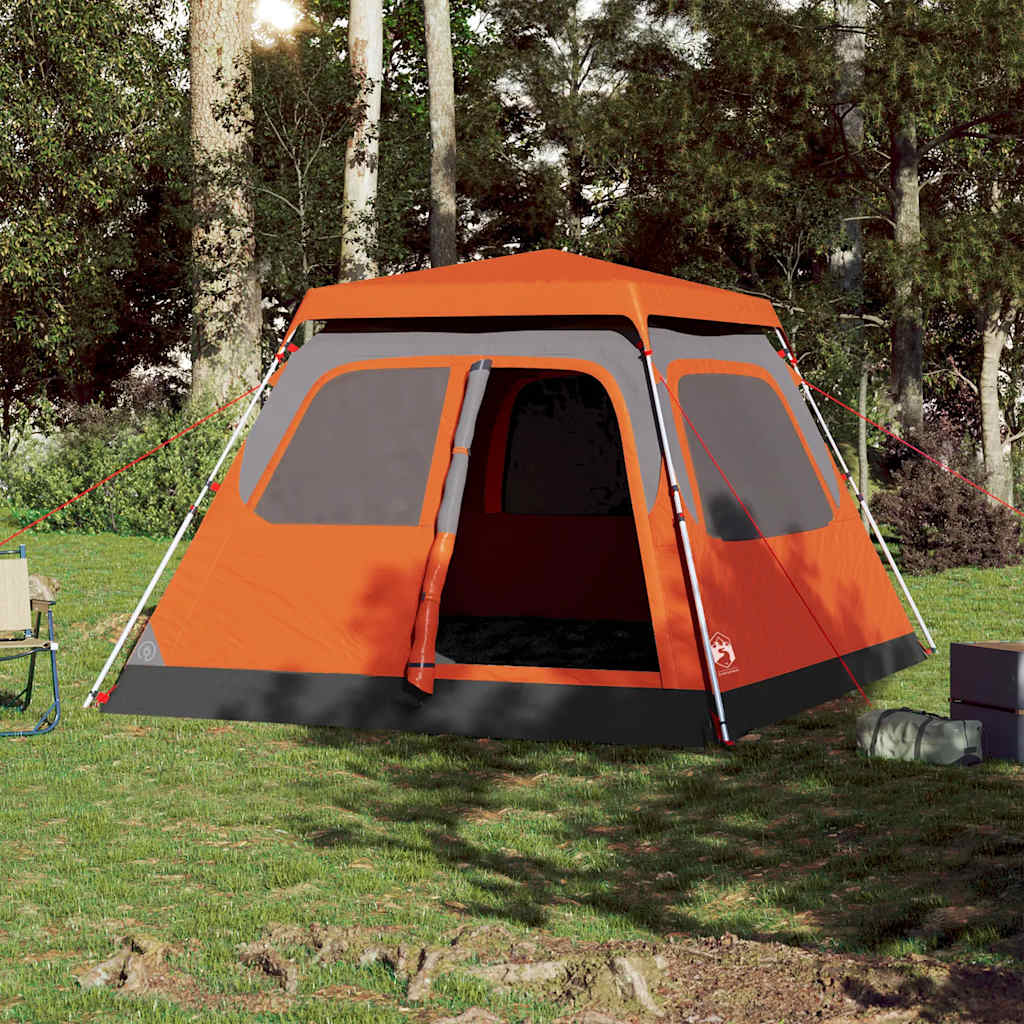 Tenda familiar cúpula 6 pessoas libertação rápida cinza/laranja