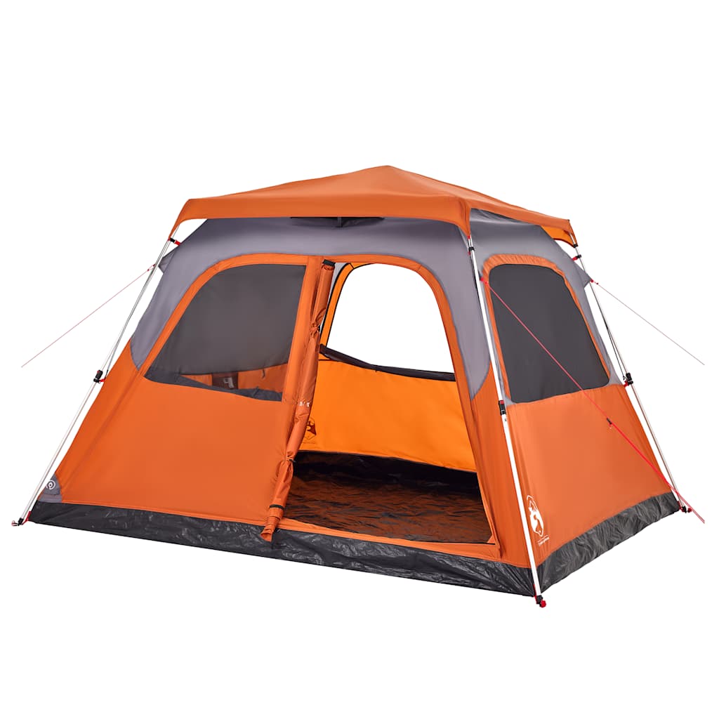 Tenda familiar cúpula 6 pessoas libertação rápida cinza/laranja