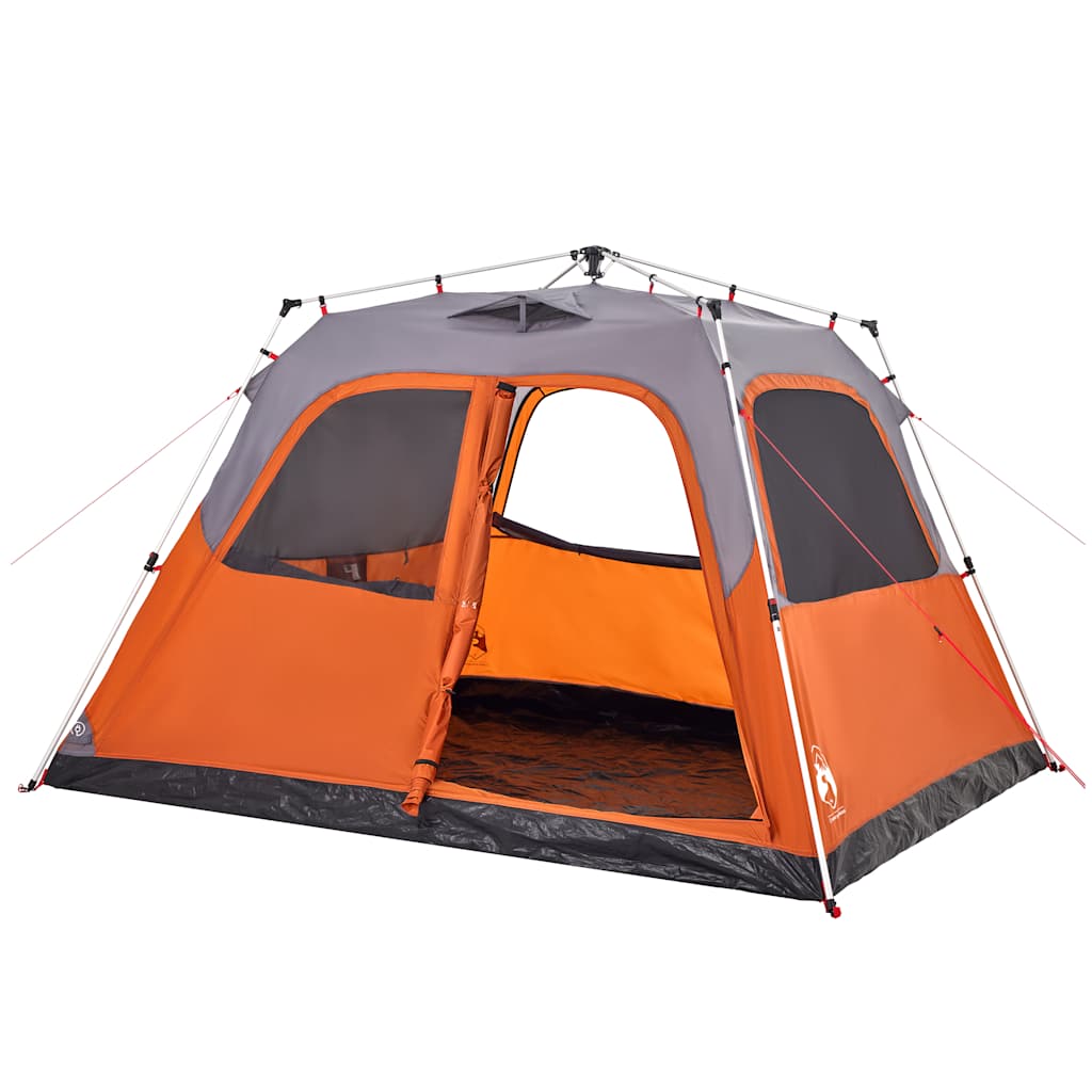 Tenda familiar cúpula 6 pessoas libertação rápida cinza/laranja