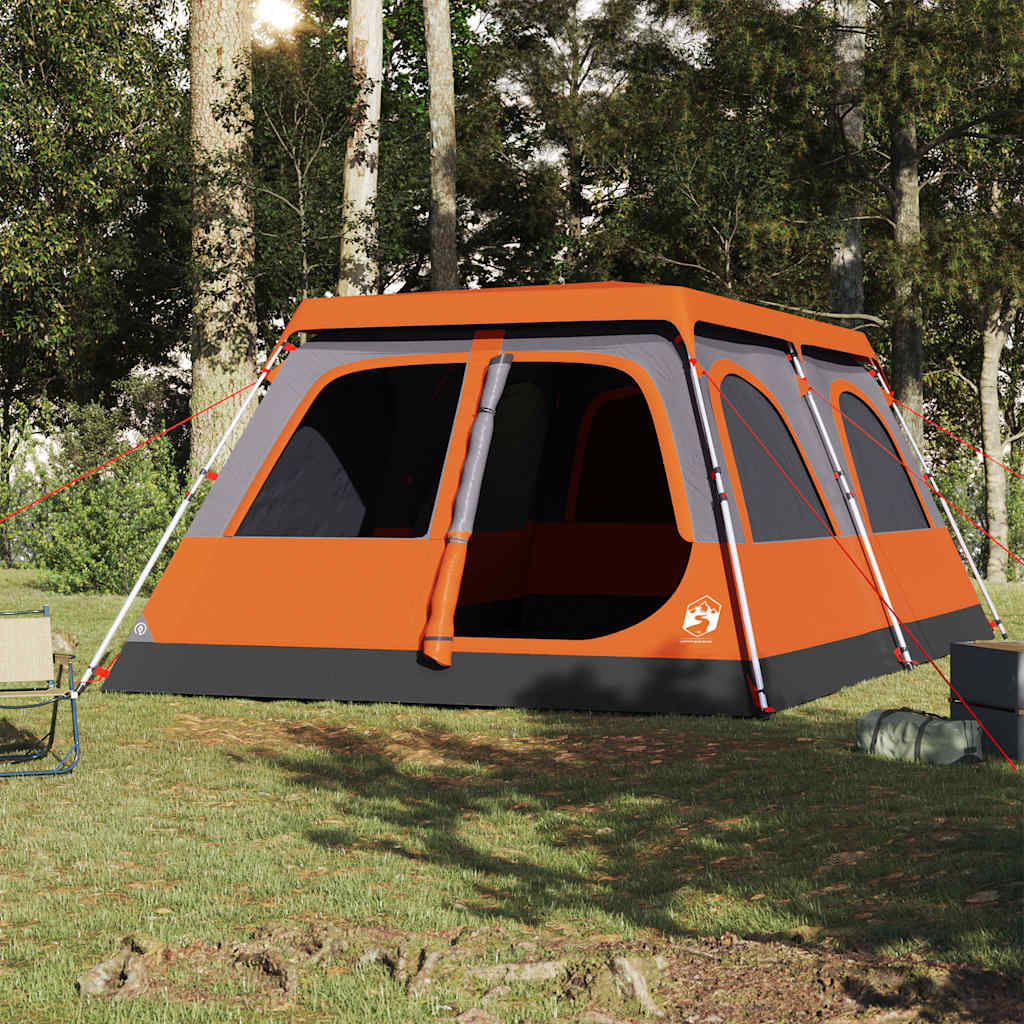 Tenda familiar cúpula 8 pessoas libertação rápida cinza/laranja