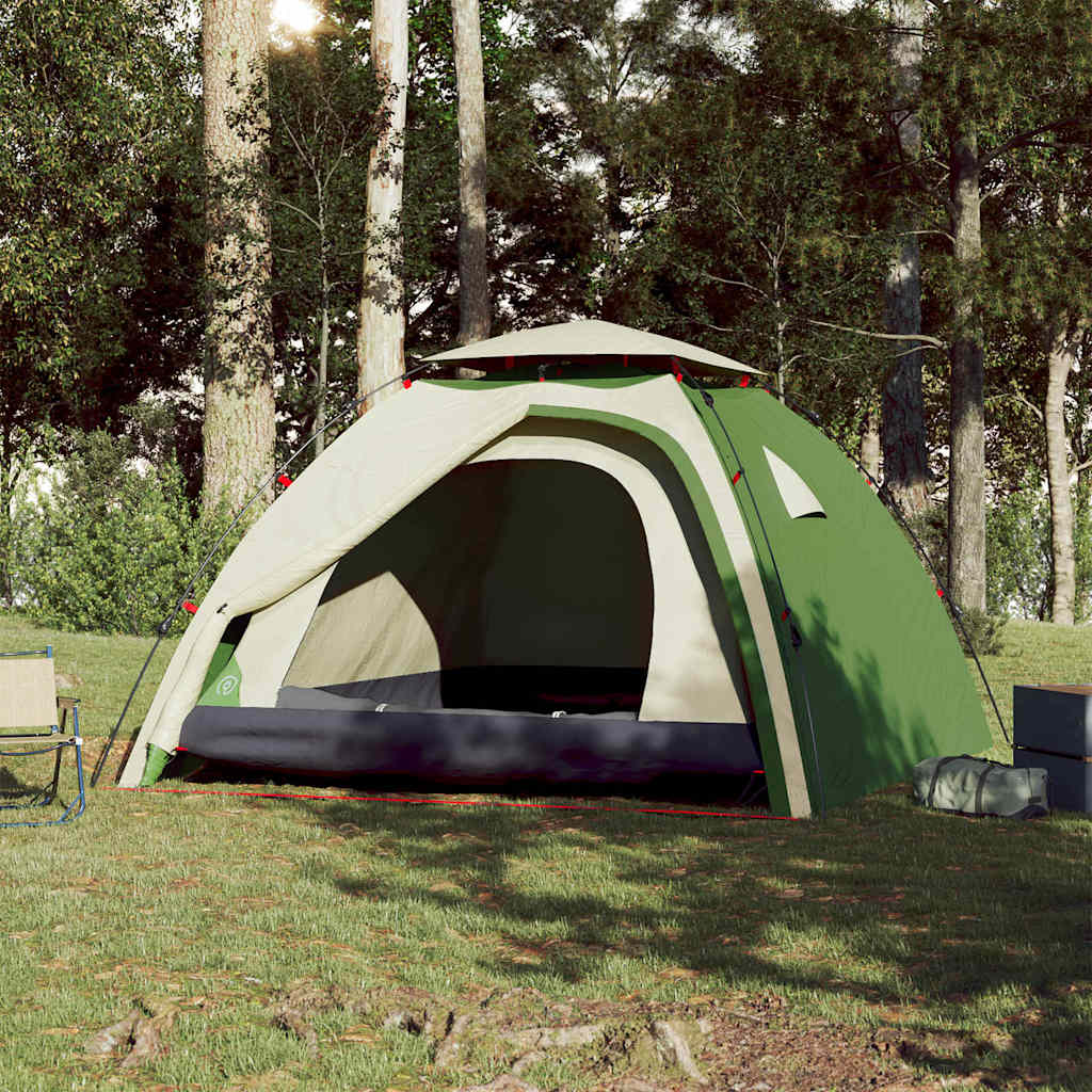 Tenda de campismo cúpula para 4 pessoas libertação rápida verde