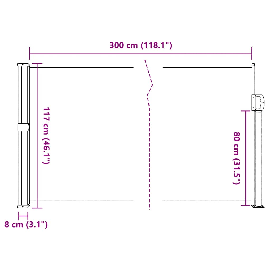 Toldo lateral retrátil 117x300 cm antracite