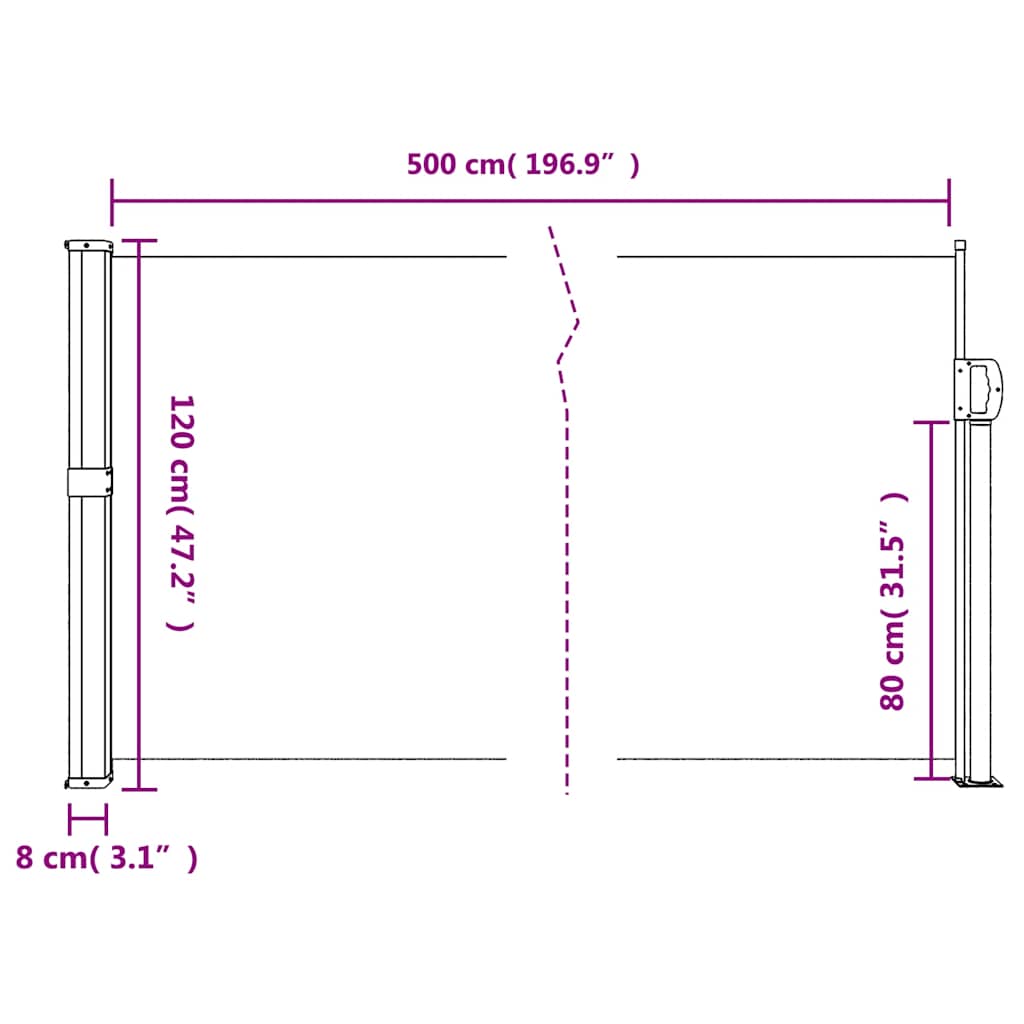 Toldo lateral retrátil 120x500 cm antracite