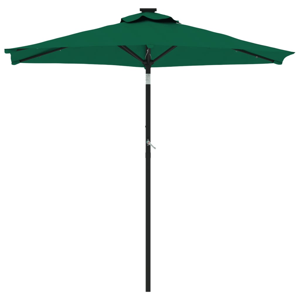 Guarda-sol jardim c/ LEDs e poste de aço 225x225x212 cm verde