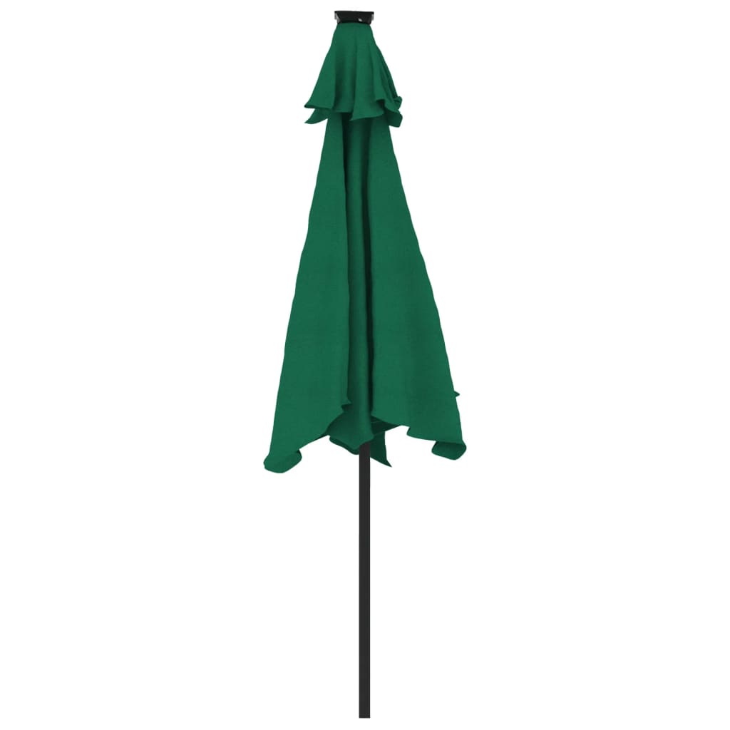 Guarda-sol jardim c/ LEDs e poste de aço 225x225x212 cm verde