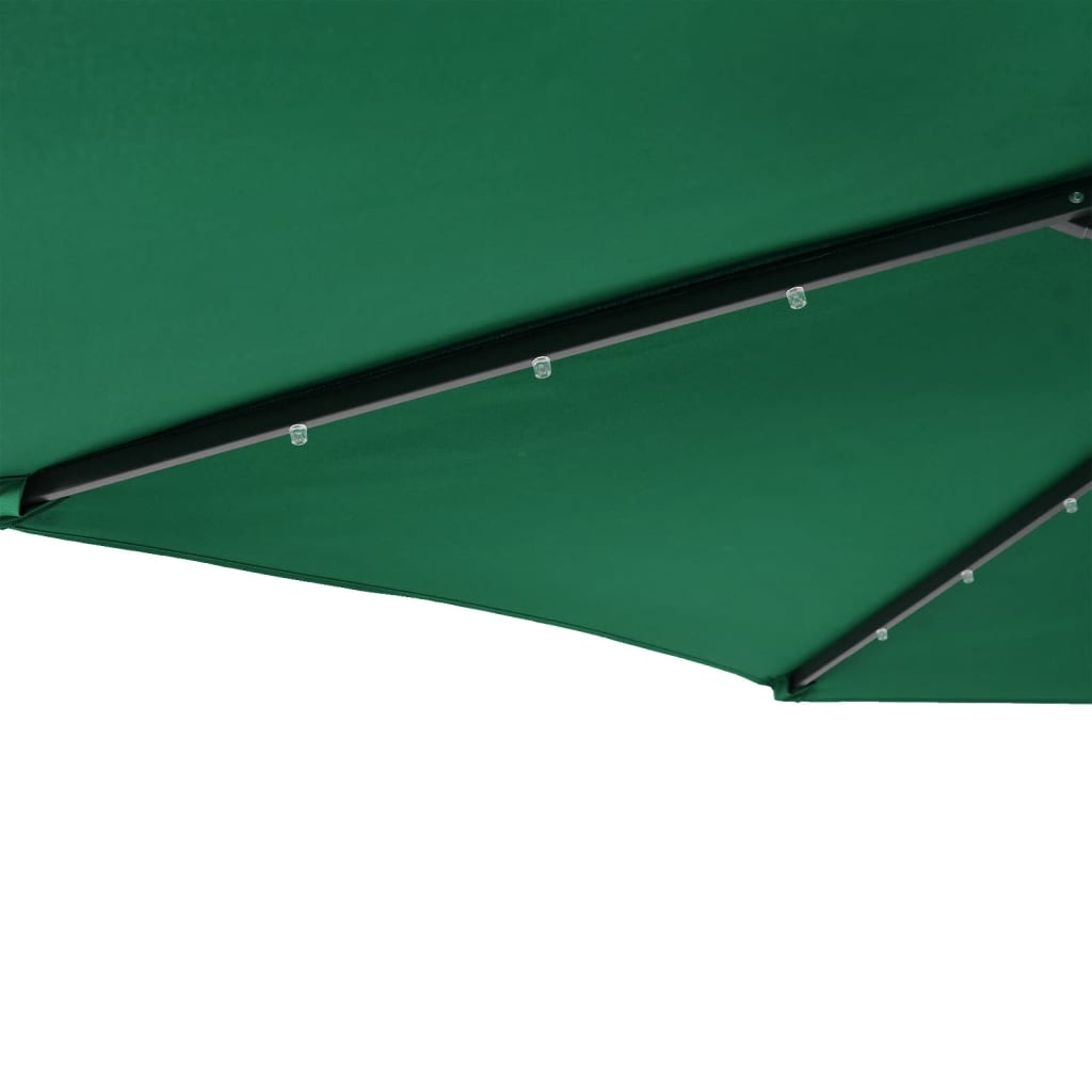Guarda-sol jardim c/ LEDs e poste de aço 225x225x212 cm verde