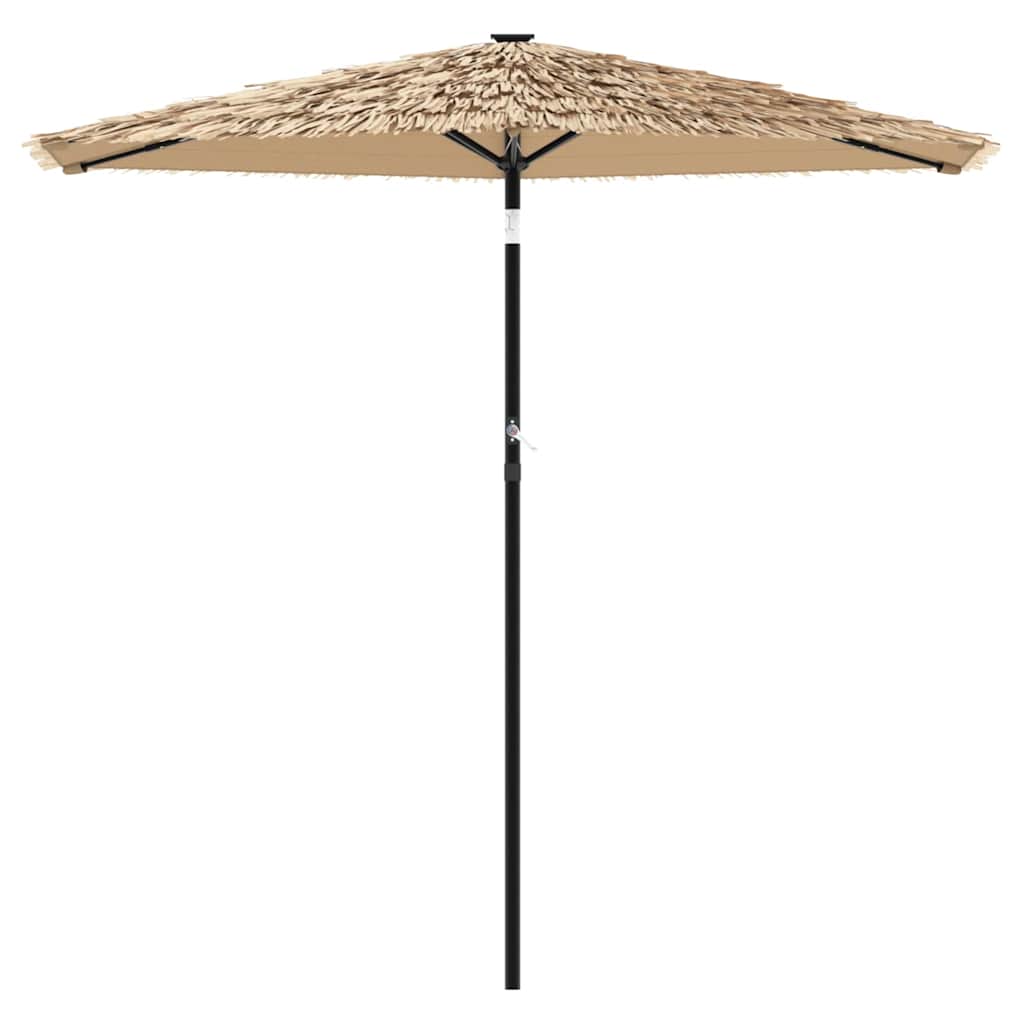 Guarda-sol c/ luzes LED e poste de aço 223x223x213 cm castanho