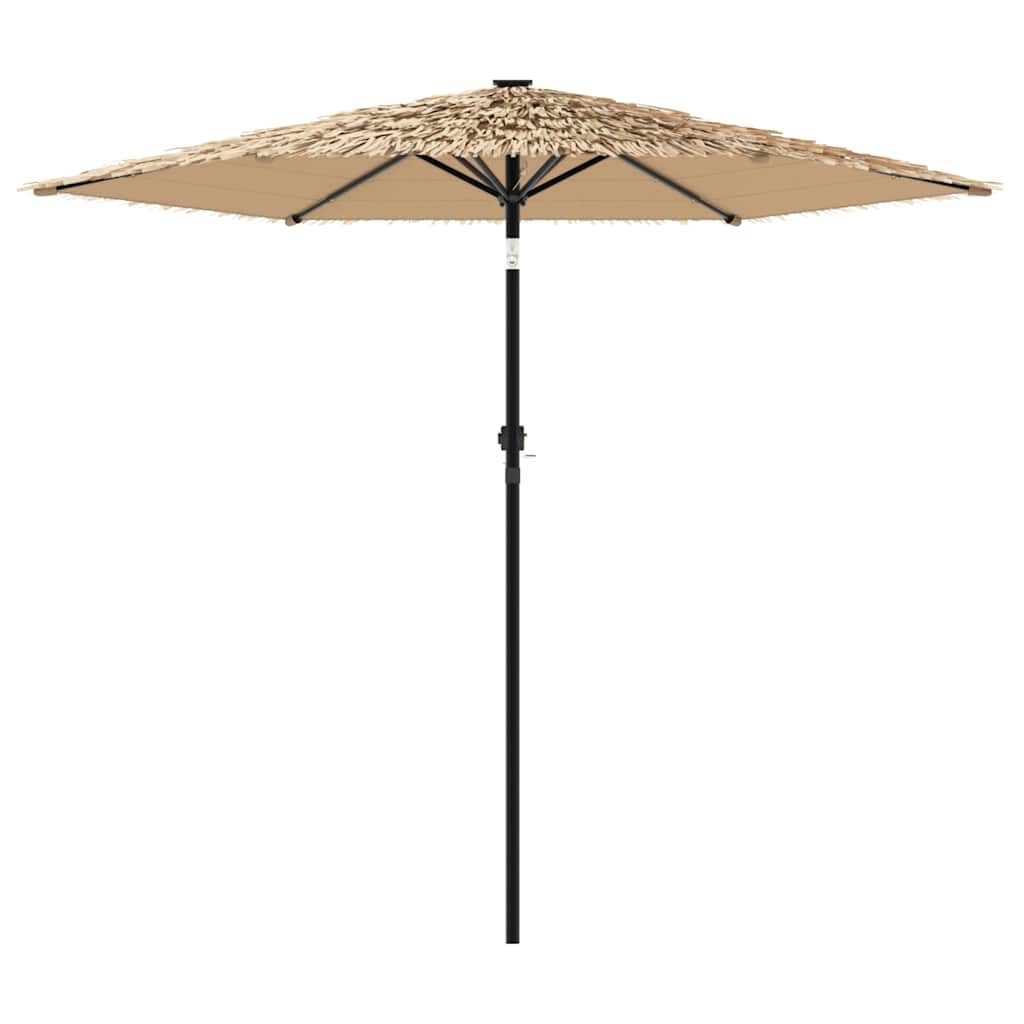 Guarda-sol c/ luzes LED e poste de aço 223x223x213 cm castanho