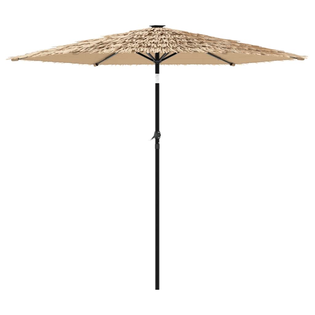 Guarda-sol c/ luzes LED e poste de aço 223x223x213 cm castanho