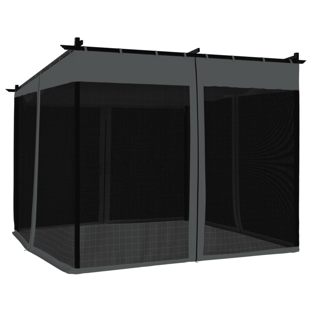 Gazebo com paredes de malha 3x3 m aço antracite