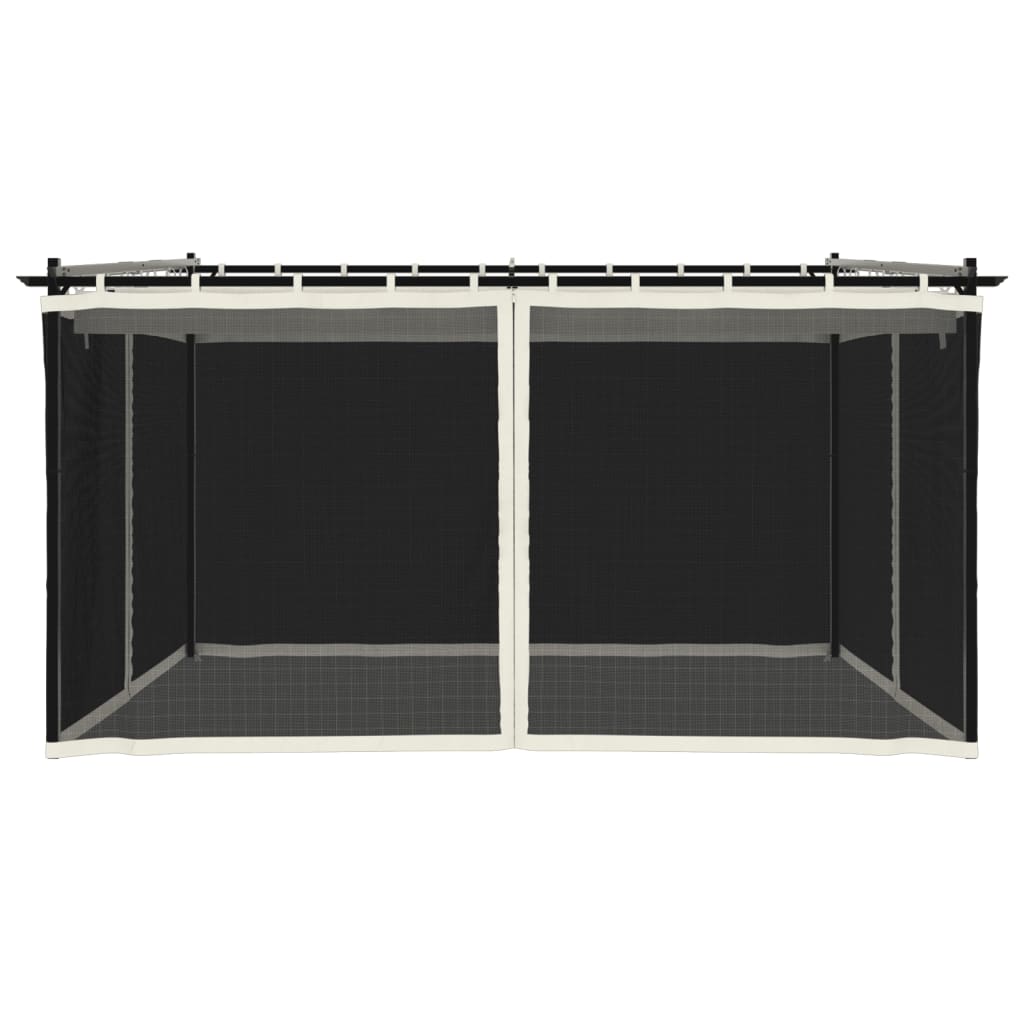 Gazebo com paredes de malha 4x3 m aço creme