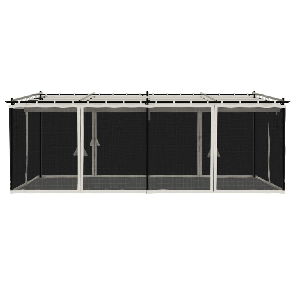 Gazebo com paredes de malha 6x3 m aço creme