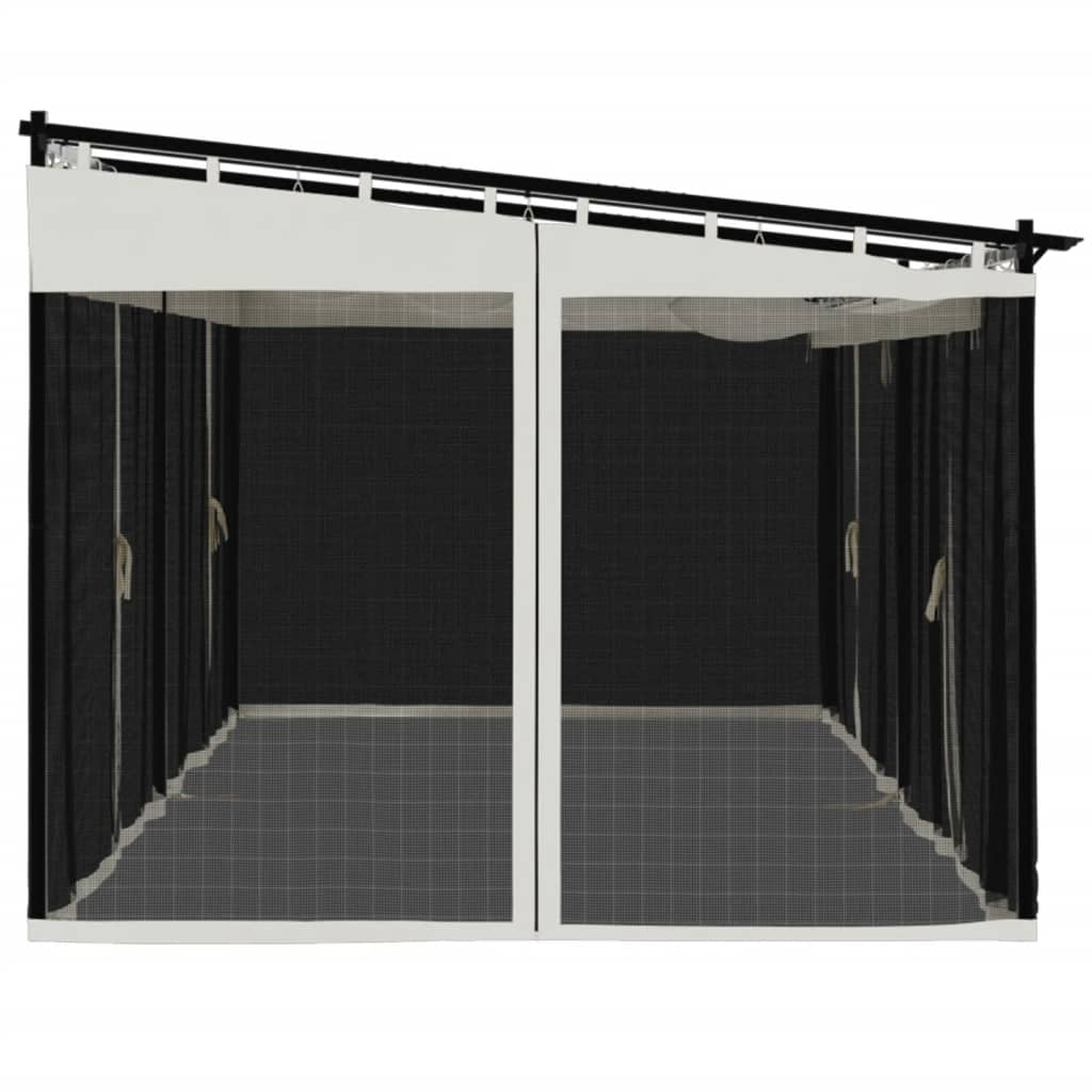 Gazebo com paredes de malha 6x3 m aço creme