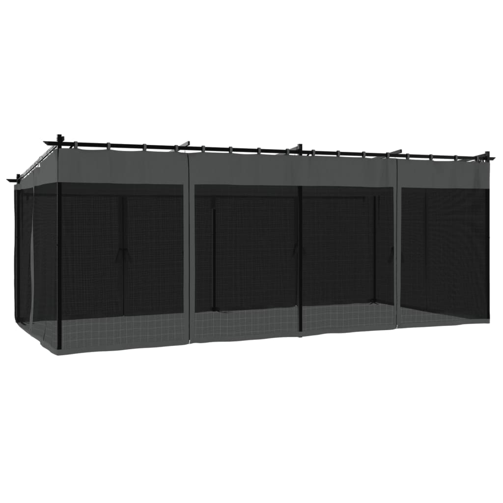 Gazebo com paredes de malha 6x3 m aço antracite
