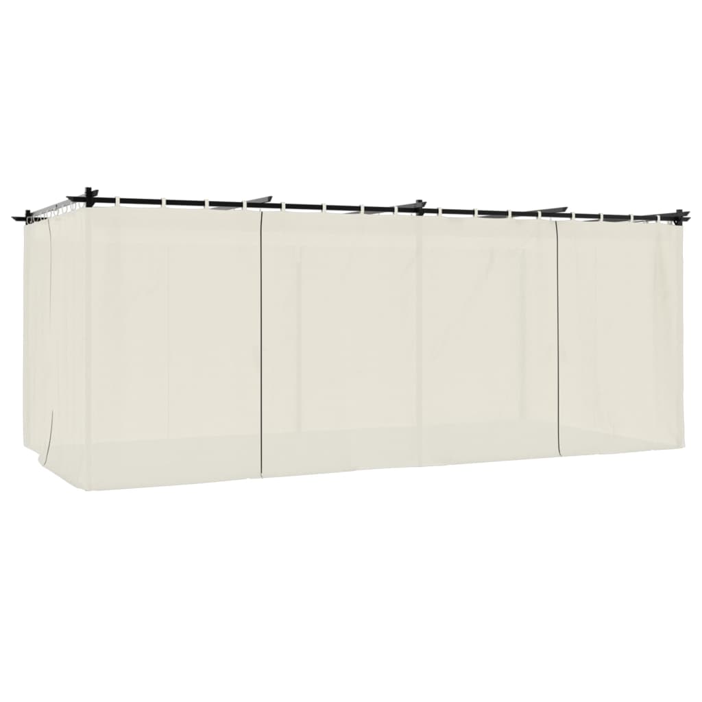 Gazebo com cortinas 6x3 m aço creme
