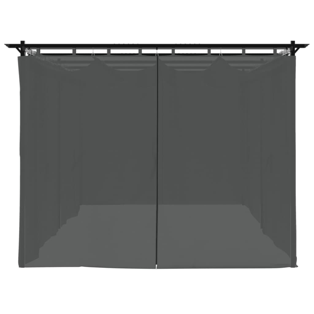 Gazebo com cortinas 6x3 m aço antracite