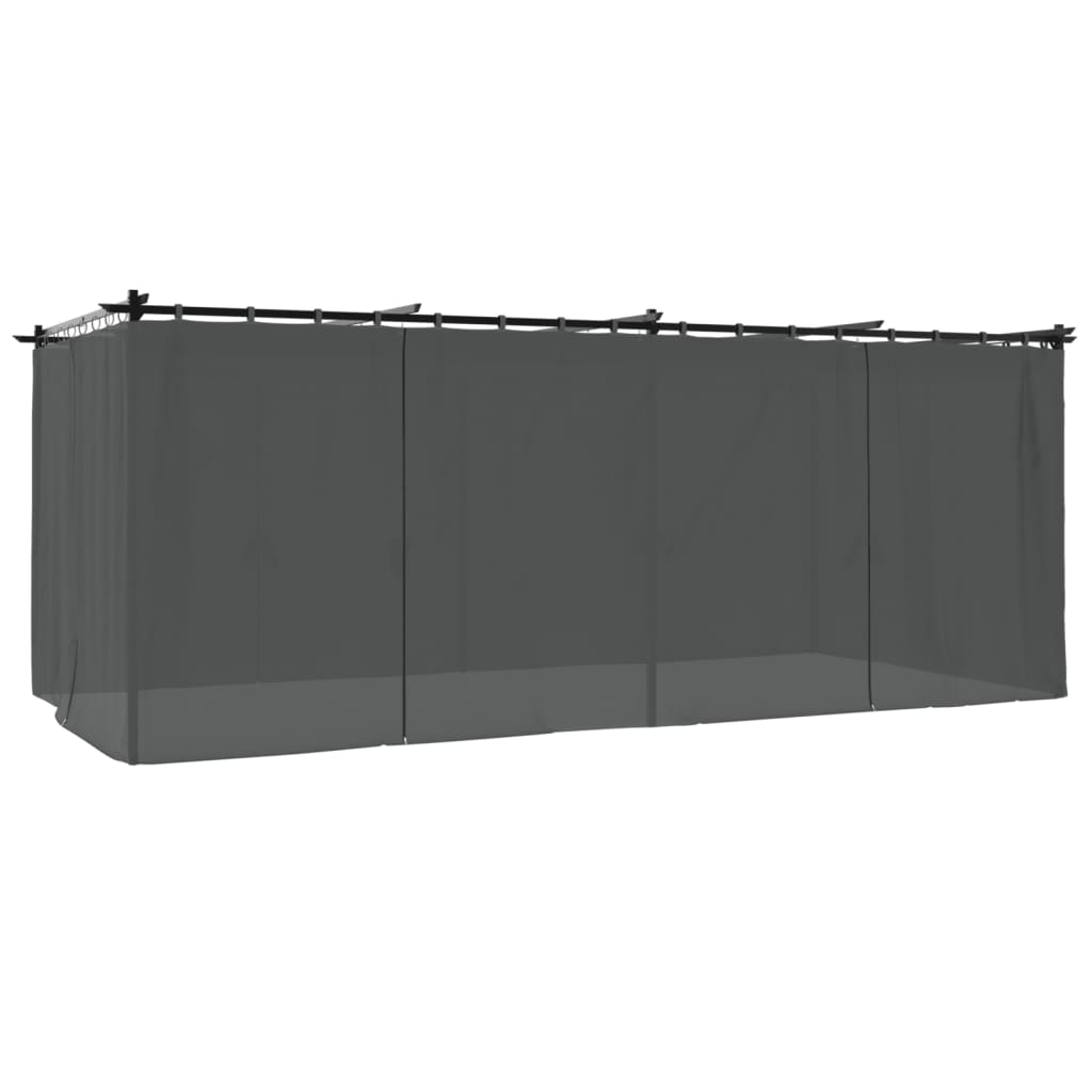 Gazebo com cortinas 6x3 m aço antracite