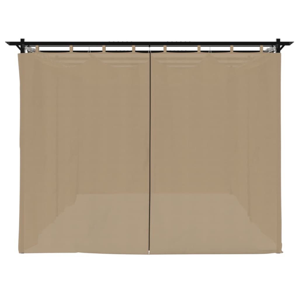 Gazebo com cortinas 6x3 m aço cinzento-acastanhado