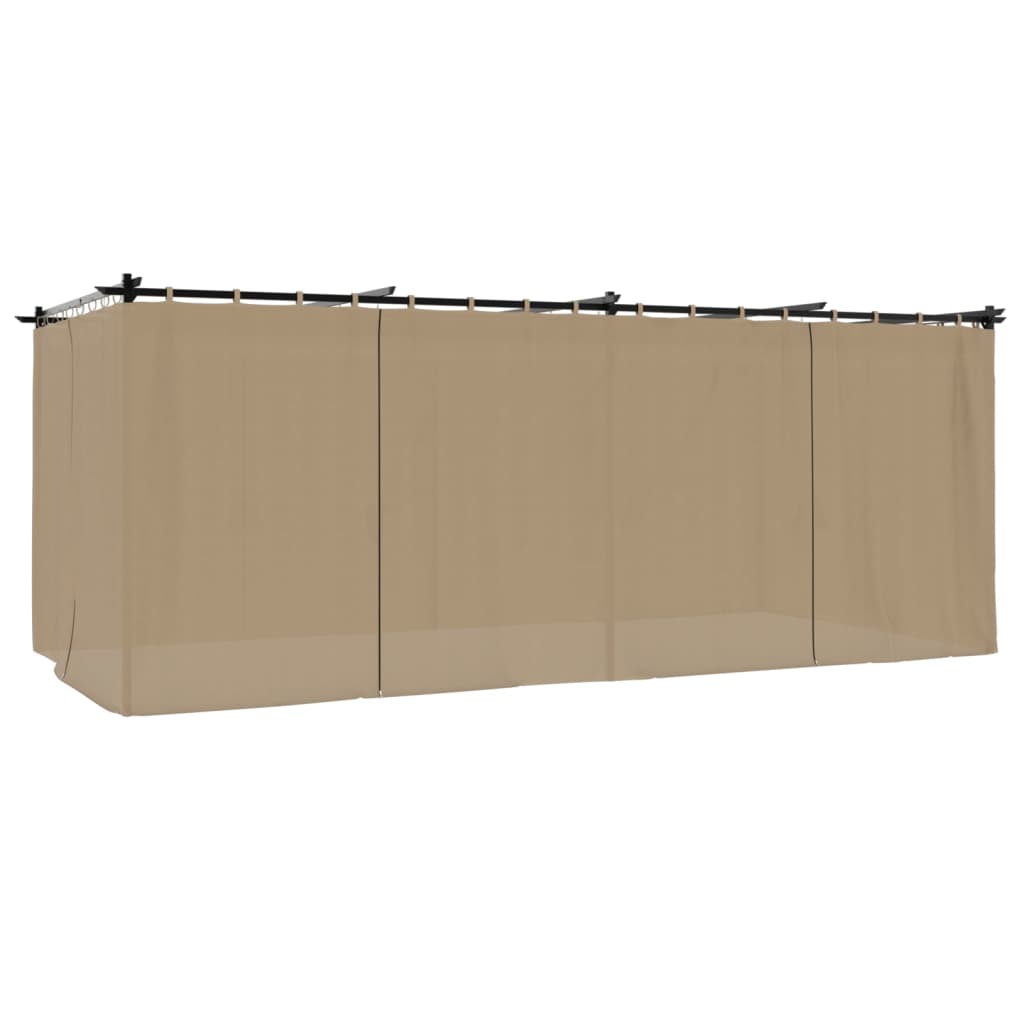 Gazebo com cortinas 6x3 m aço cinzento-acastanhado