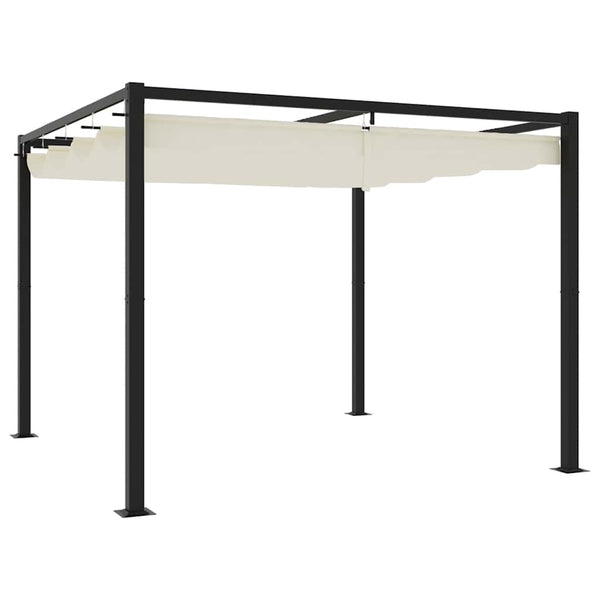 Gazebo de jardim com teto retrátil 3x3 m aço creme