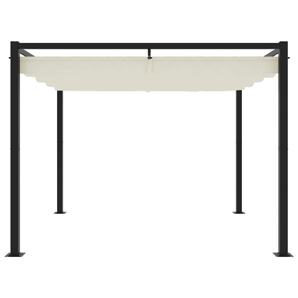 Gazebo de jardim com teto retrátil 3x3 m aço creme
