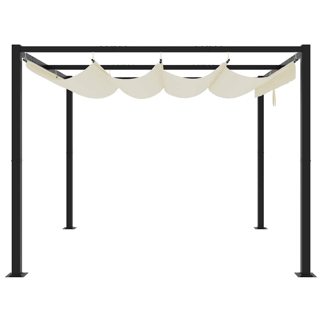 Gazebo de jardim com teto retrátil 3x3 m aço creme