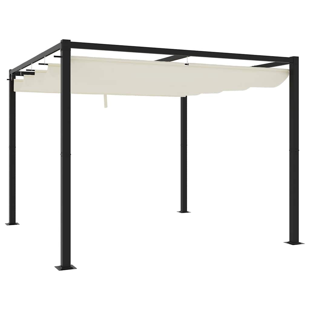 Gazebo de jardim com teto retrátil 3x3 m aço creme