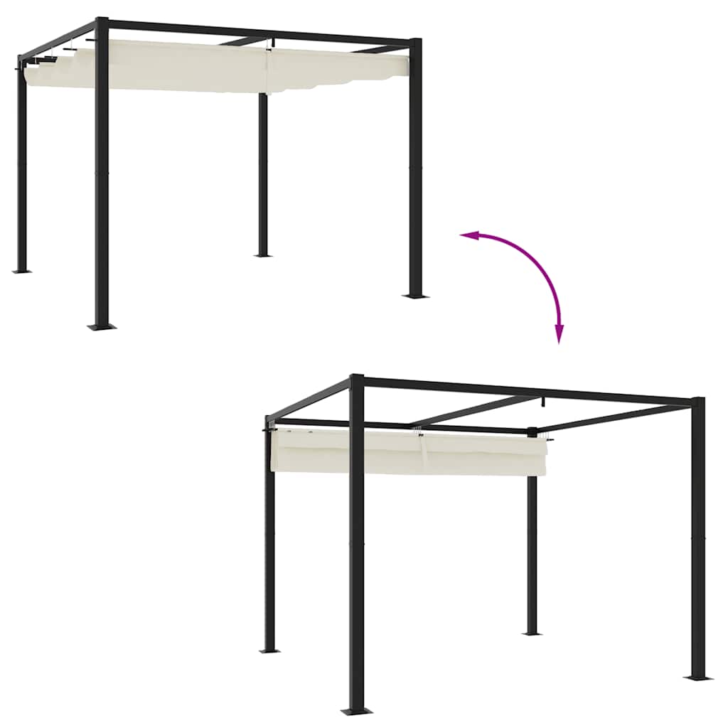 Gazebo de jardim com teto retrátil 3x3 m aço creme