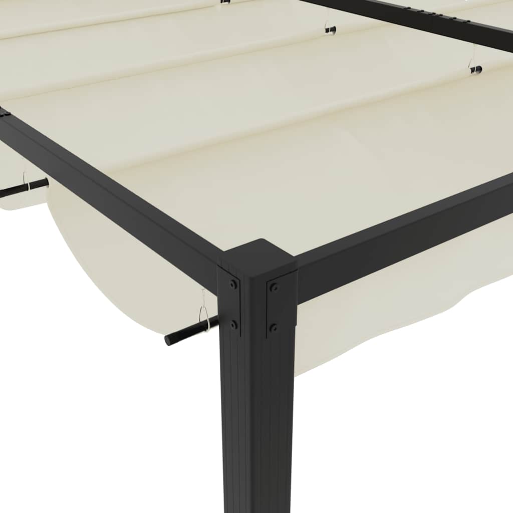 Gazebo de jardim com teto retrátil 3x3 m aço creme