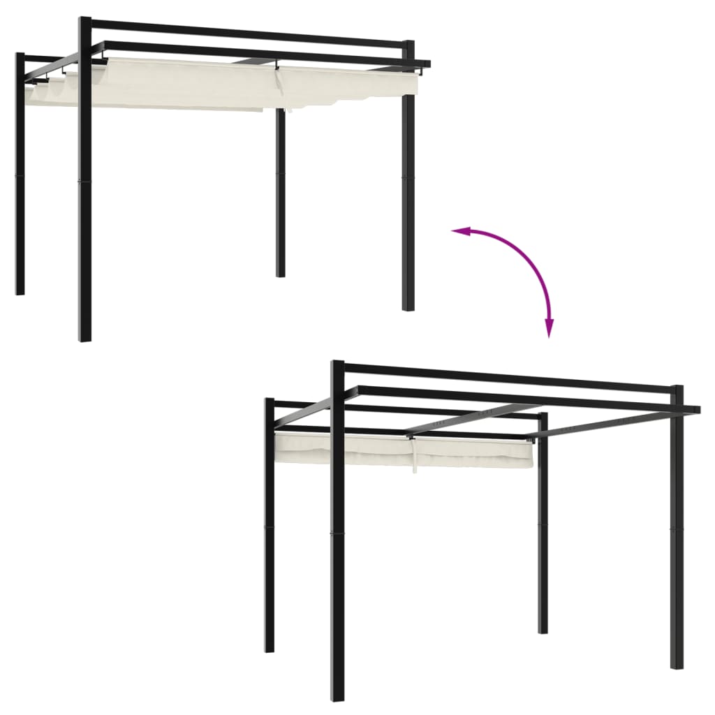 Gazebo de jardim com teto retrátil 3x3 m alumínio creme