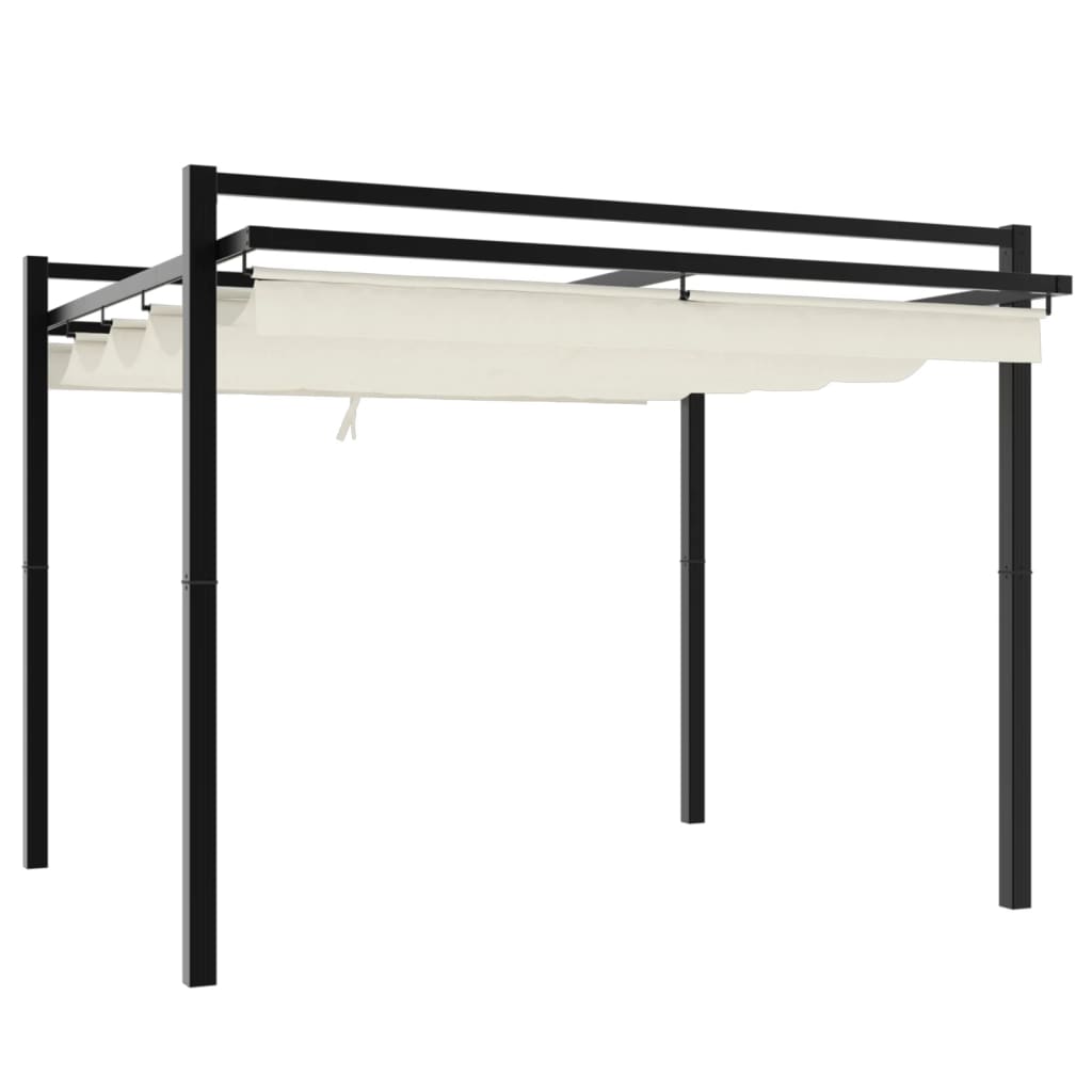 Gazebo de jardim com teto retrátil 3x3 m alumínio creme
