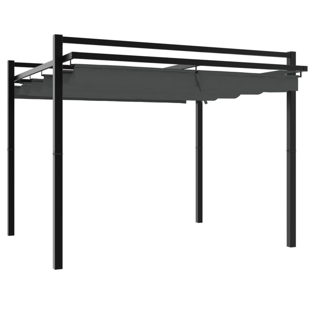 Gazebo de jardim com teto retrátil 3x3 m alumínio antracite