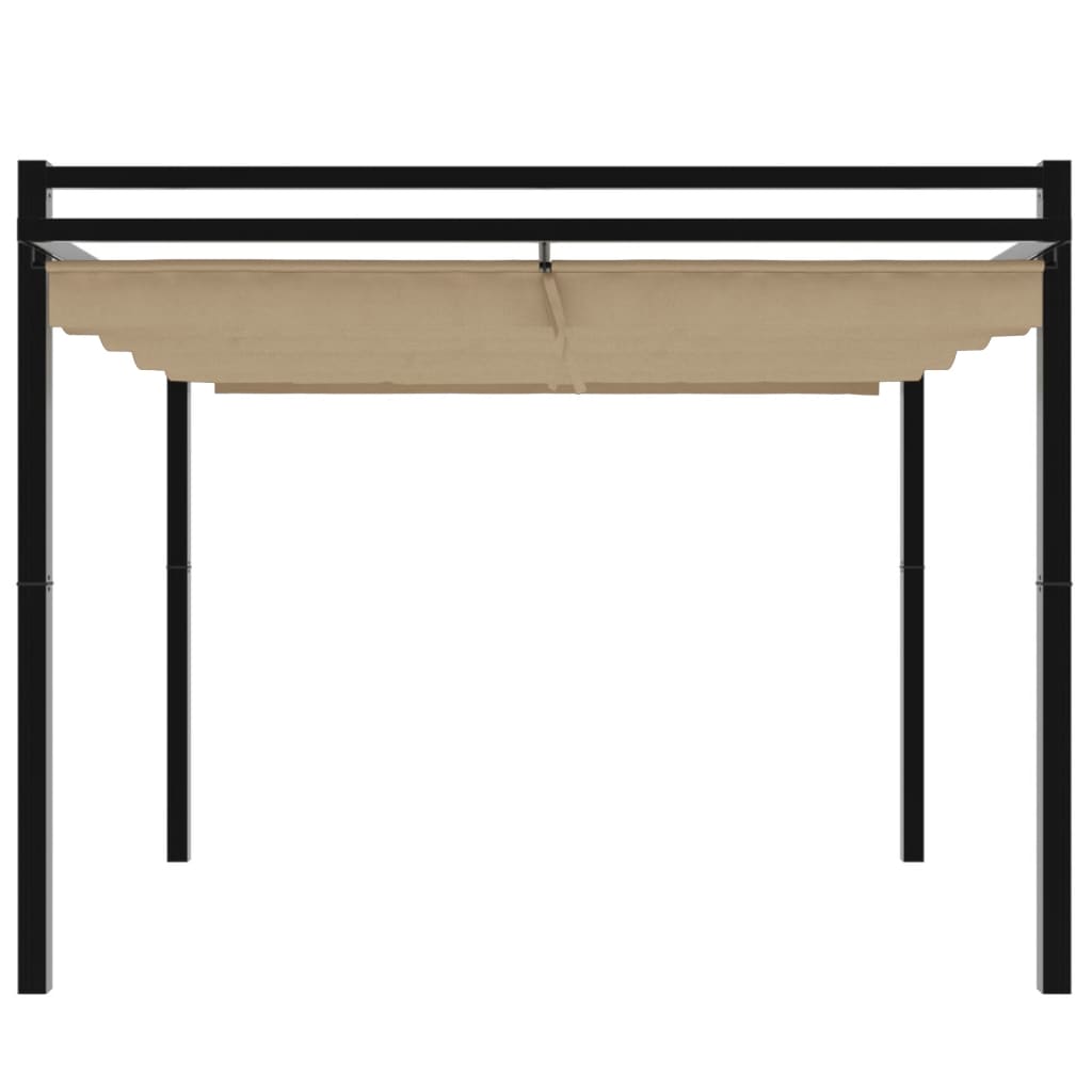 Gazebo jardim c/ teto retrátil 3x3 m alumínio cinza-acastanhado