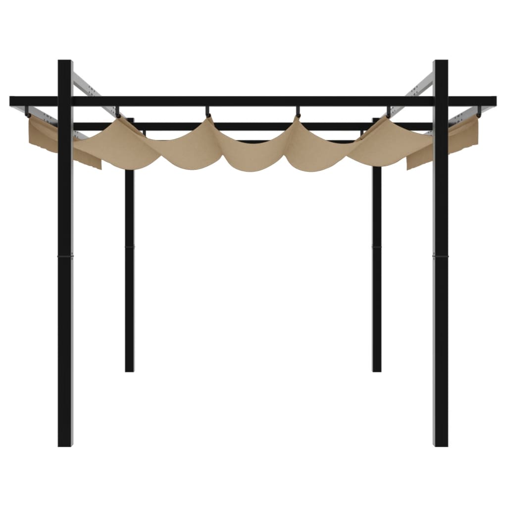 Gazebo jardim c/ teto retrátil 3x3 m alumínio cinza-acastanhado