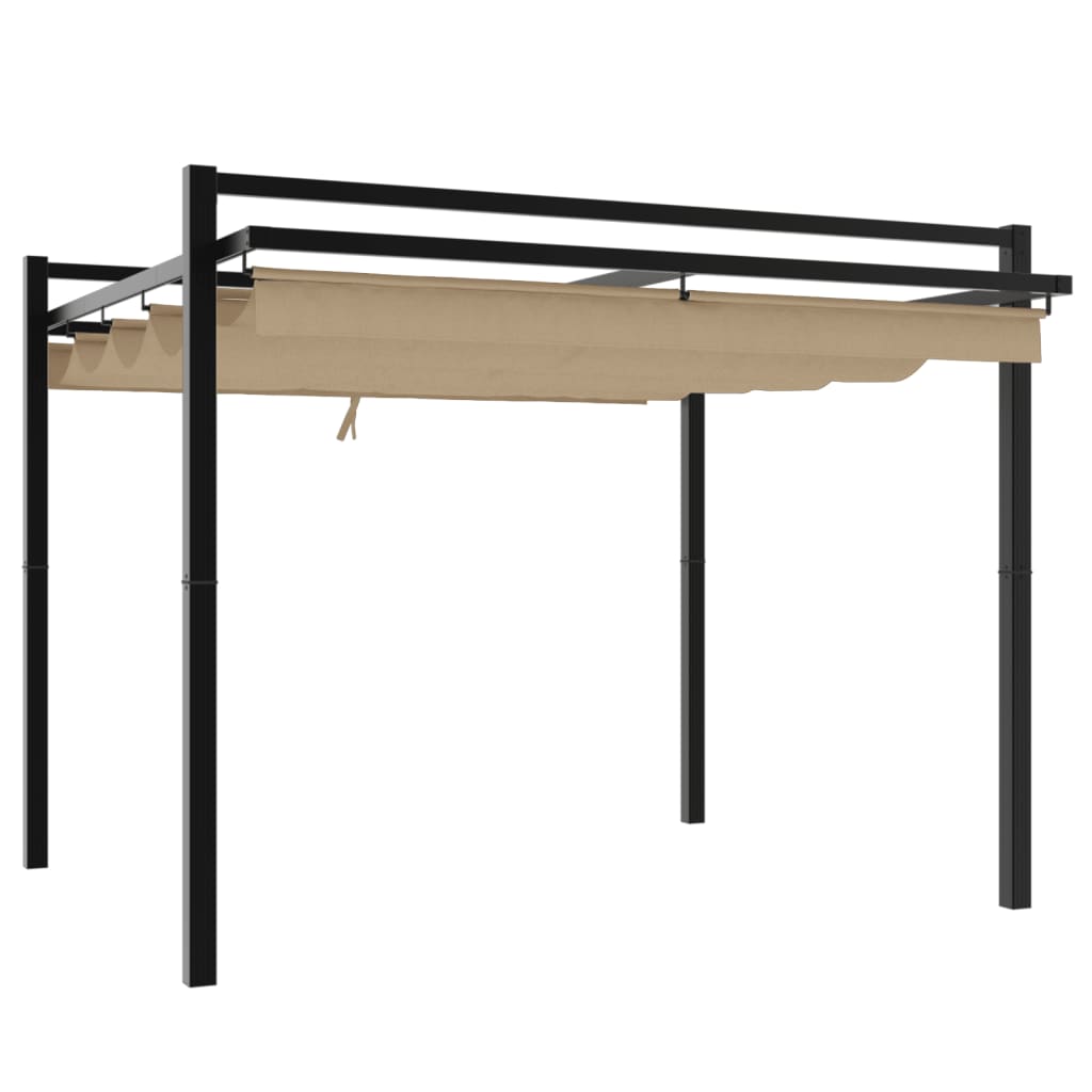 Gazebo jardim c/ teto retrátil 3x3 m alumínio cinza-acastanhado