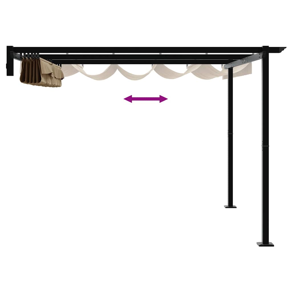 Gazebo Montado na Parede Cinzento-acastanhado Aço